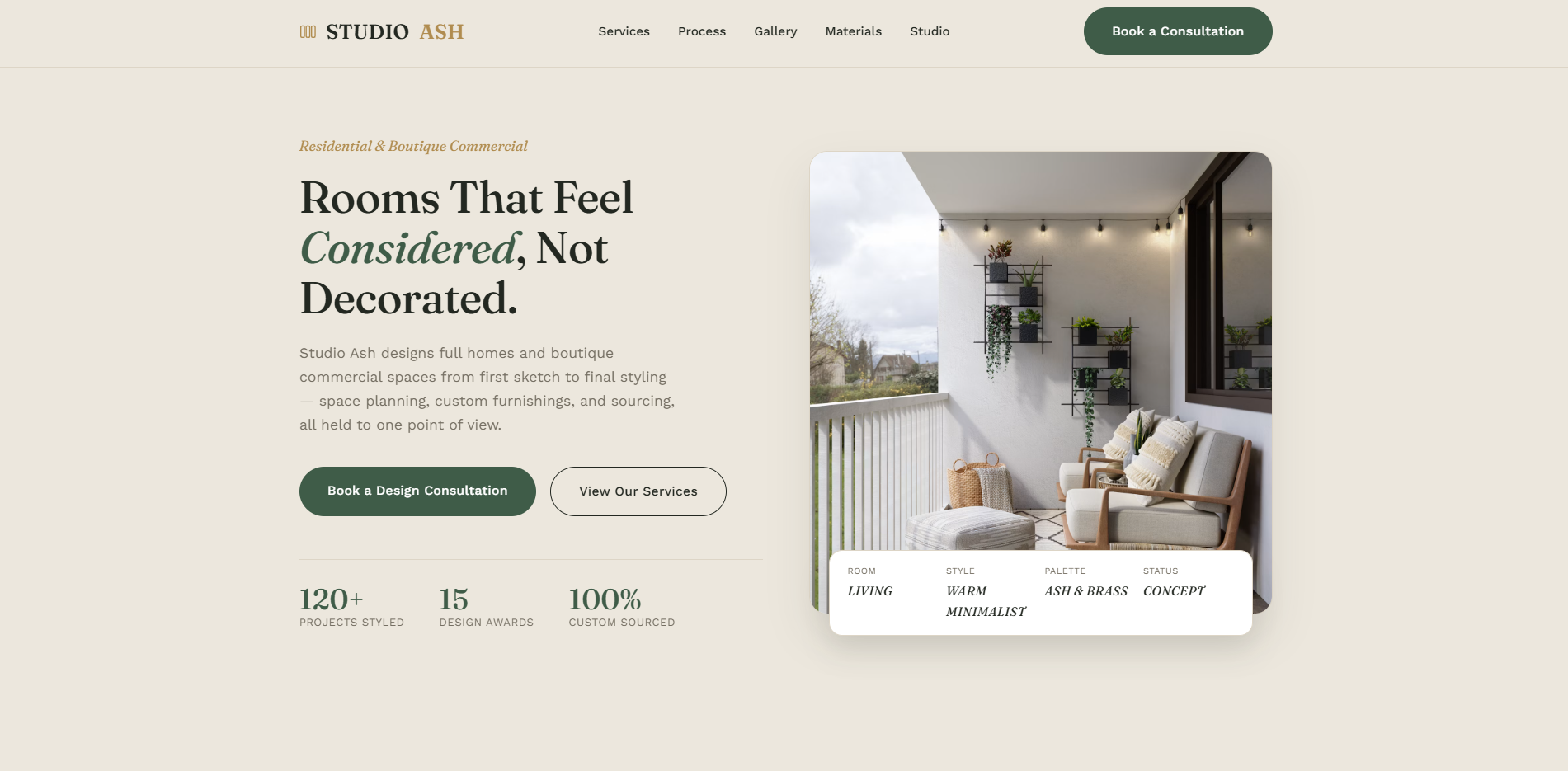 Studio Ash interior design studio website design by Moexivo