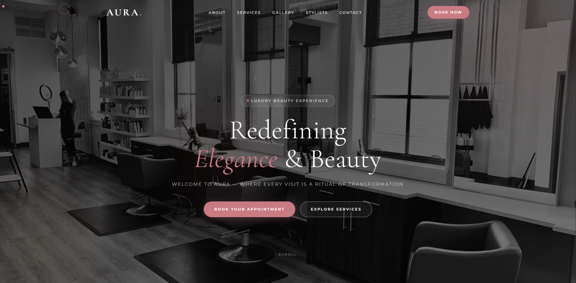 Aura Salon hair and beauty salon website design by Moexivo